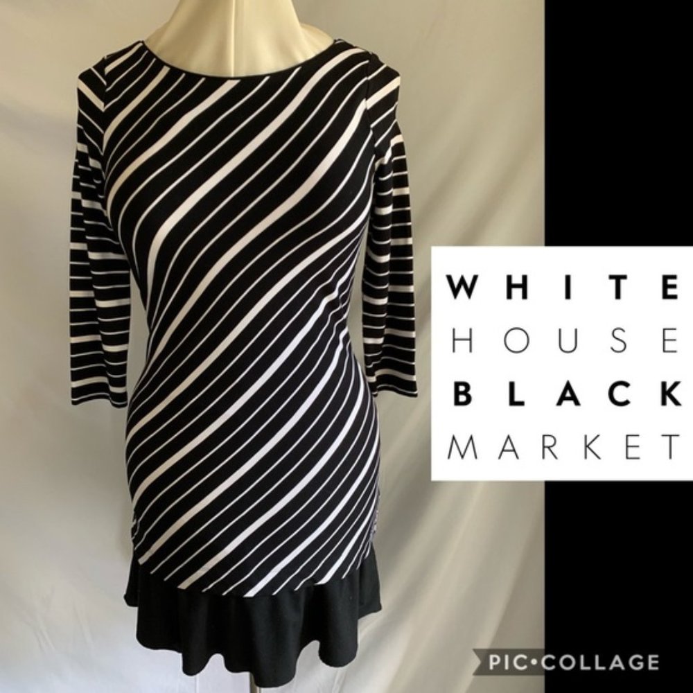 WHBM Long sleeved diagonal pattern dress - Picture 1 of 3